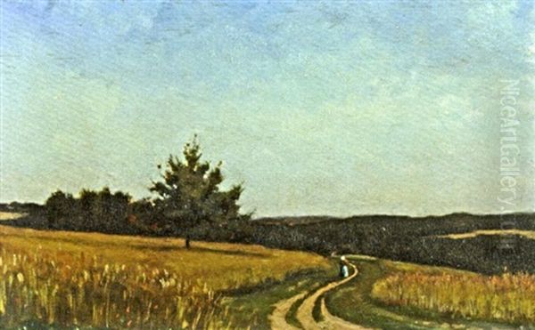 Chemin Dans Les Bles Oil Painting by Adolphe Felix Cals