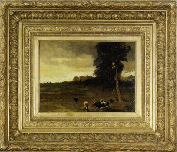 Troupeau De Vaches Oil Painting by Adolphe Felix Cals