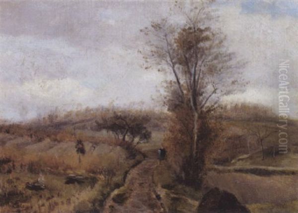 Un Promeneur Dans Le Bocage Oil Painting by Adolphe Felix Cals