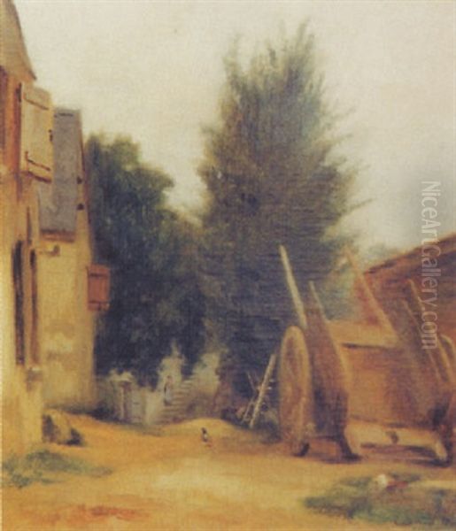 La Cour De Ferme Oil Painting by Adolphe Felix Cals