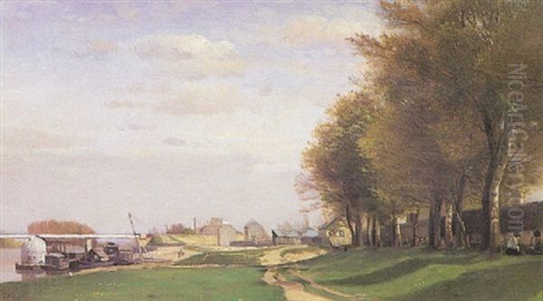 Paysage D'ile De France Oil Painting by Adolphe Felix Cals