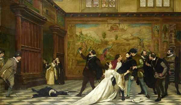 The Attempted Assassination Of William The Silent, Prince Of Orange Oil Painting by Claude-Andrew Calthrop