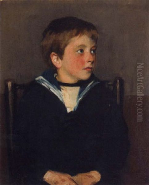 Portrait Of Everard Calthrop In A Sailor's Uniform Oil Painting by Claude-Andrew Calthrop