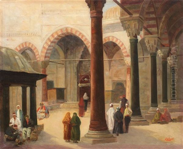 Inside The Mosque Oil Painting by Carl Calusd