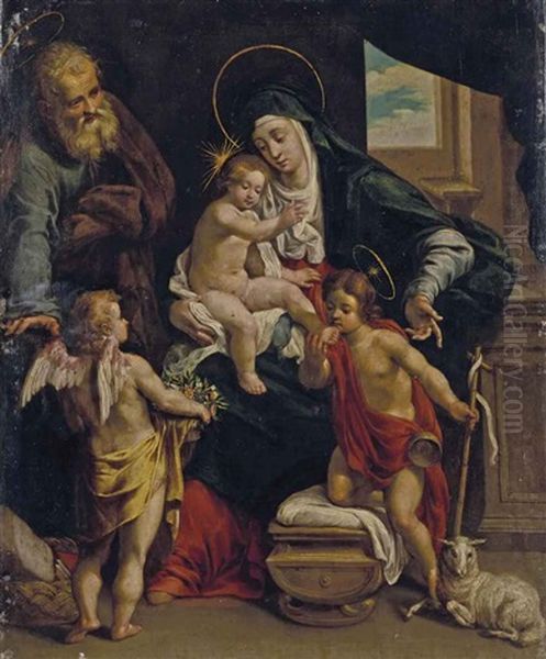 La Sainte Famille Avec Saint Jean-baptiste Et Un Ange Oil Painting by Denys Calvaert