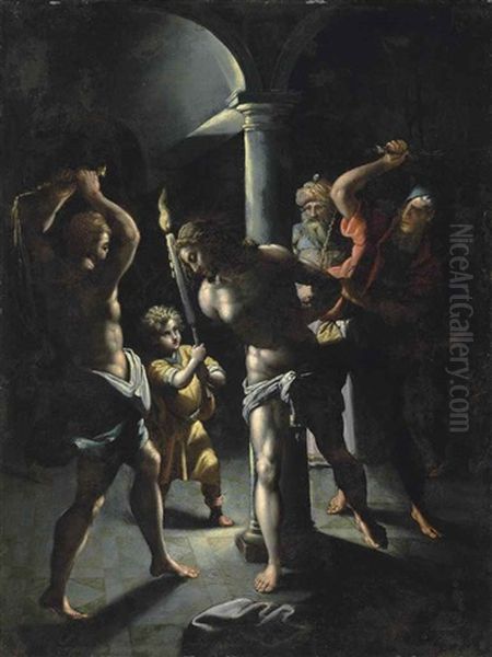 Christ At The Column Oil Painting by Denys Calvaert