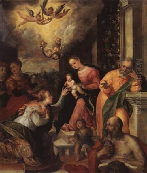 Marriage Of St. Catherine Oil Painting by Denys Calvaert