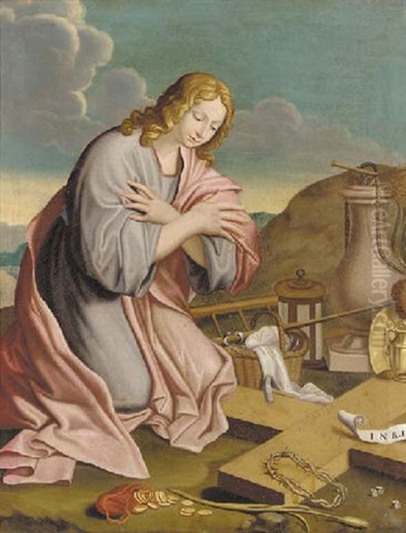 Mary Magdalene With The Implements Of The Passion Oil Painting by Denys Calvaert