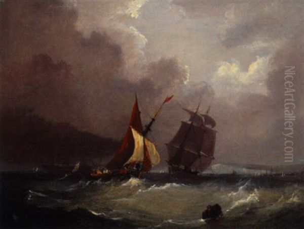 Segler Vor Der Kuste Oil Painting by Frederick Calvert