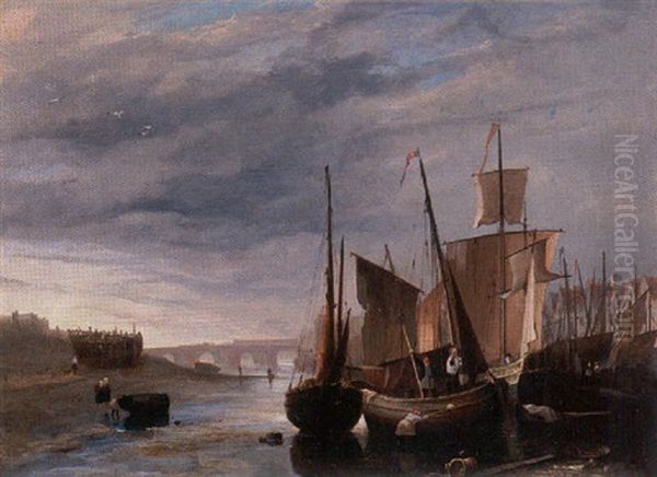 Preparing The Boats Oil Painting by Frederick Calvert