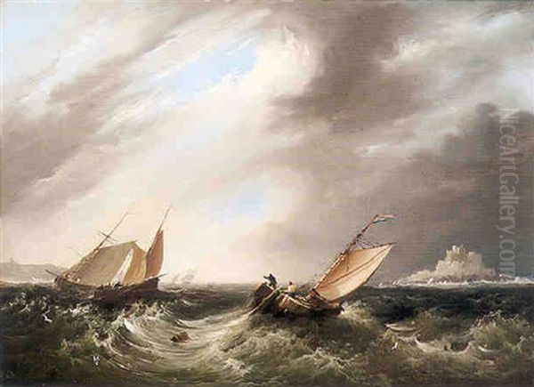 Fishing Boats Off St. Michael's Mount Oil Painting by Frederick Calvert