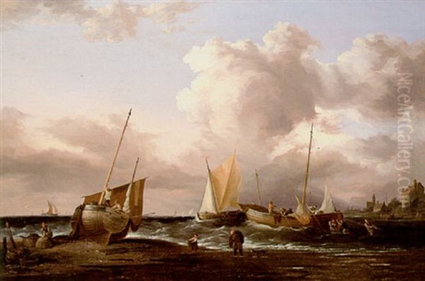 Preparing To Set Out For The Fishing Grounds Oil Painting by Frederick Calvert