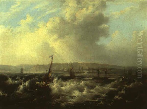 Channel Port From The Sea (dover?) Oil Painting by Frederick Calvert