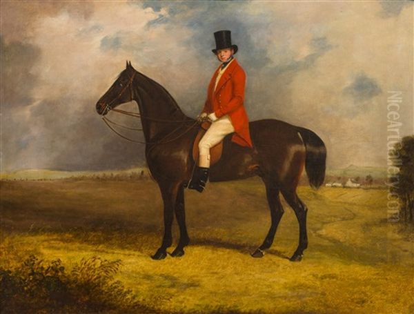 A Squire On His Horse Oil Painting by Henry Calvert