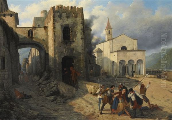 Historische Szene Oil Painting by Ercole Calvi