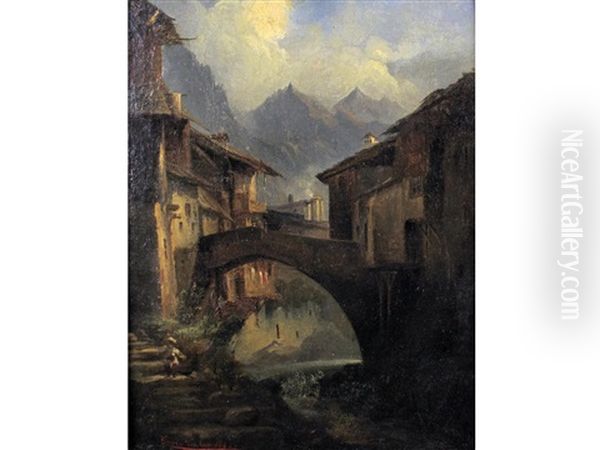 Paesaggio Montano Oil Painting by Ercole Calvi