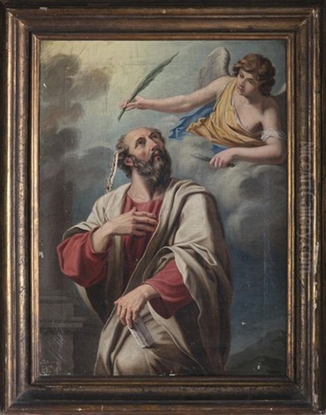 Matthew And The Angel Oil Painting by Jacopo Alessandro Calvi