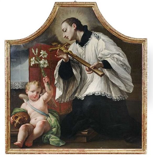 San Luigi Gonzaga Oil Painting by Jacopo Alessandro Calvi