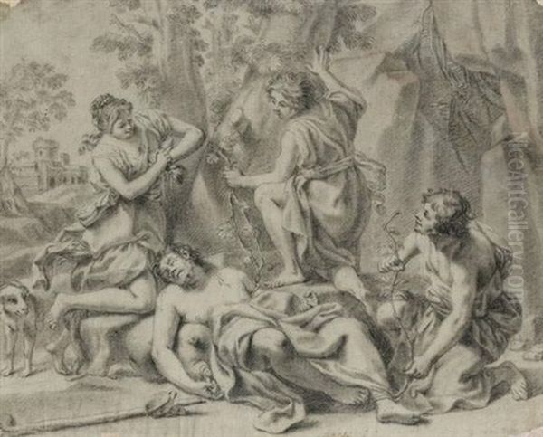 L'ivresse De Bacchus Oil Painting by Jacopo Alessandro Calvi