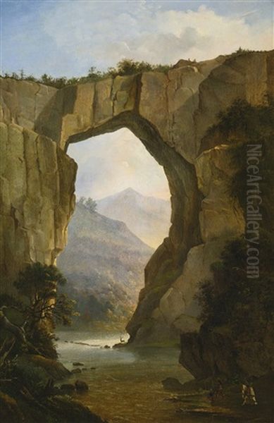 Natural Bridge Oil Painting by Nicolino V. Calyo