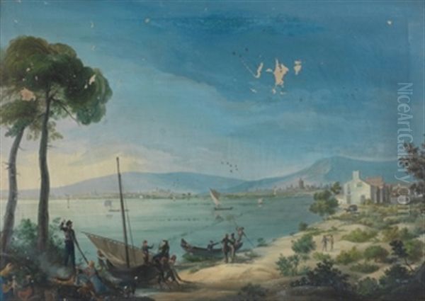 Escena Costera La Albufera Oil Painting by Manuel Camaron Melia