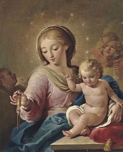 The Virgin Of The Rosary Oil Painting by Jose Camaron Y Boronat