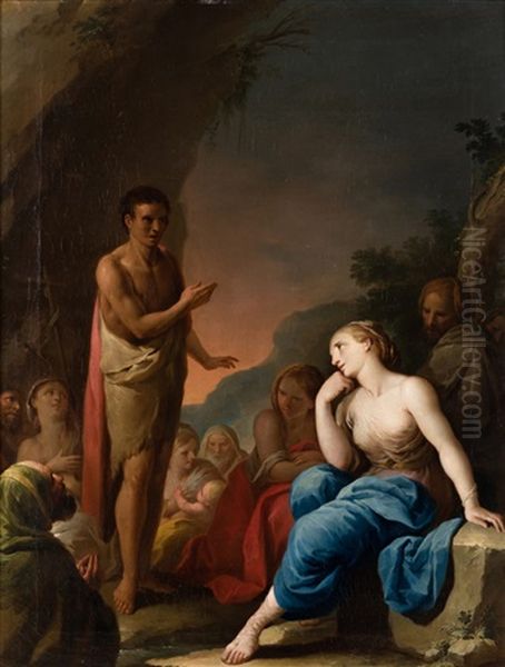 Predicacion De San Juan Bautista Oil Painting by Jose Camaron Y Boronat