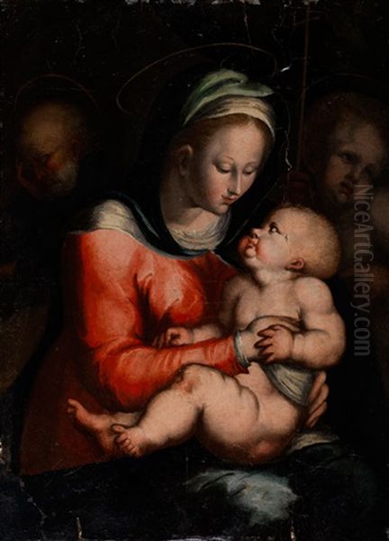 Madonna Mit Kind, Heiligem Joseph Und Johannes-knaben Oil Painting by Giovanni di Cambiaso di Bartolommeo