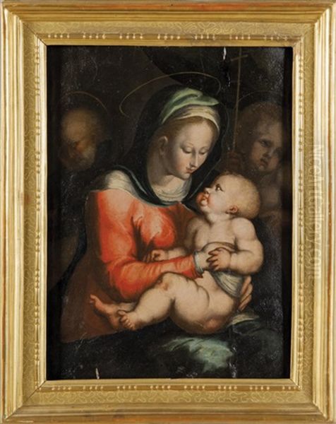 Madonna Con Bambino E San Giuseppe Oil Painting by Giovanni di Cambiaso di Bartolommeo