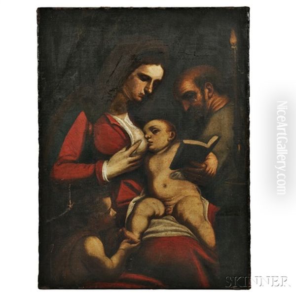 Holy Family Oil Painting by Luca Cambiaso