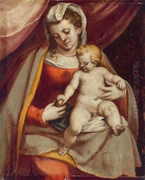 Madonna Mit Kind, Madonna Con Bambino Oil Painting by Luca Cambiaso