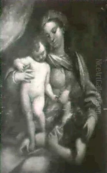 The Madonna And Child With Mary Magdalen Oil Painting by Luca Cambiaso