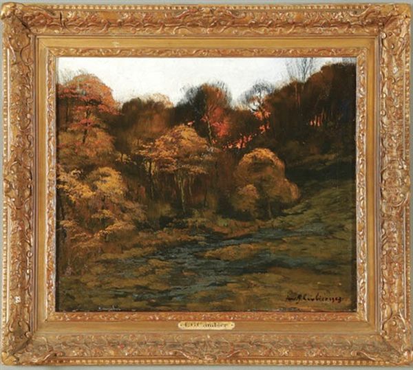 Fall Landscape Near Stream Oil Painting by Louis Gustave Cambier