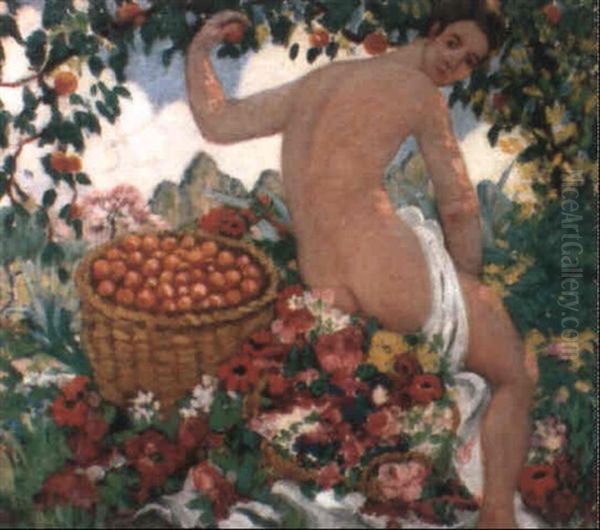 La Cueillette De Fruits by Louis Gustave Cambier