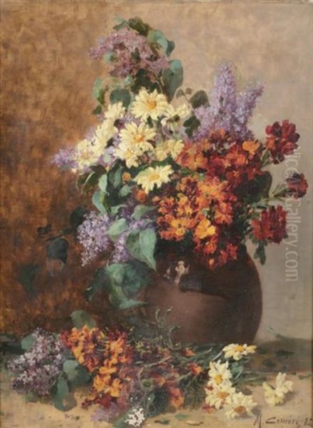 Bouquet Aux Fleurs De Lilas Oil Painting by Mathilde Camere