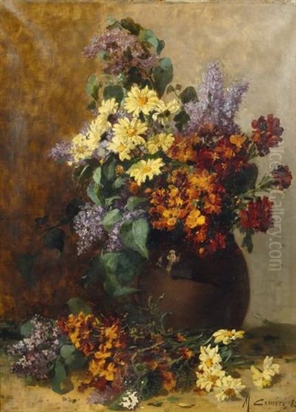 Bouquet Aux Fleurs De Lilas Oil Painting by Mathilde Camere