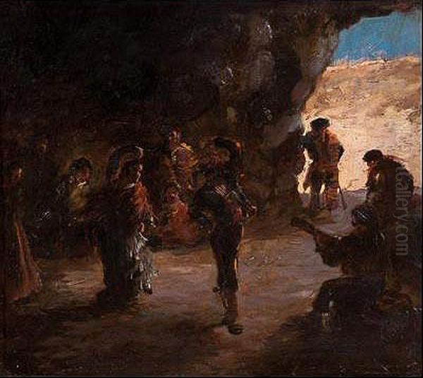 Espectaculo En Las Cuevas Desacromonte Oil Painting by Emilio Alvarez Diaz