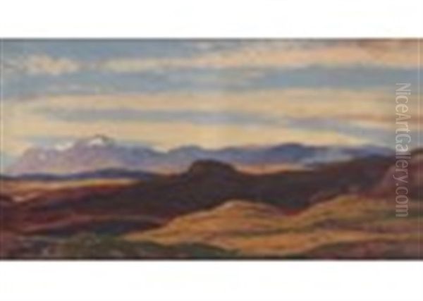 View Over Moorland And Mountains Oil Painting by David Young Cameron