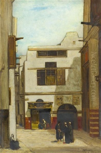 A Street In Cairo Oil Painting by David Young Cameron