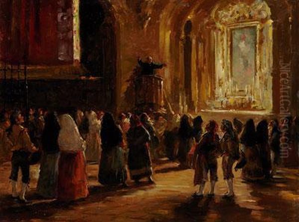 Sermon En La Catedral Oil Painting by Emilio Alvarez Diaz