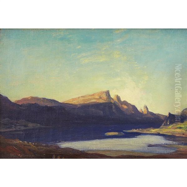 Rocks Of Skye Oil Painting by David Young Cameron