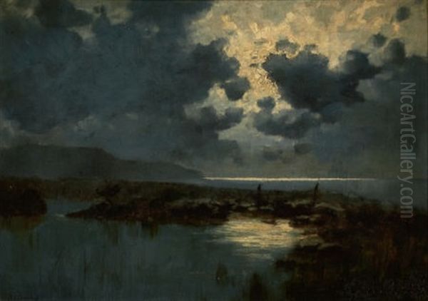 Moonlit Marsh Oil Painting by David Young Cameron