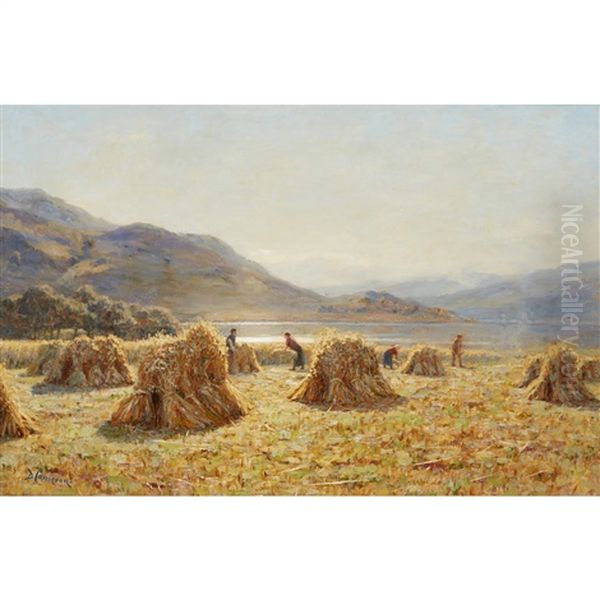 A Crofter's Harvest Oil Painting by Duncan Cameron