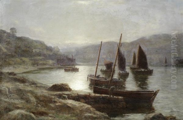 Fishing Boats On A Loch Oil Painting by Duncan Cameron