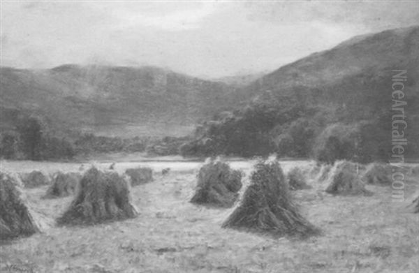 Harvesting In The Trossochs Oil Painting by Duncan Cameron