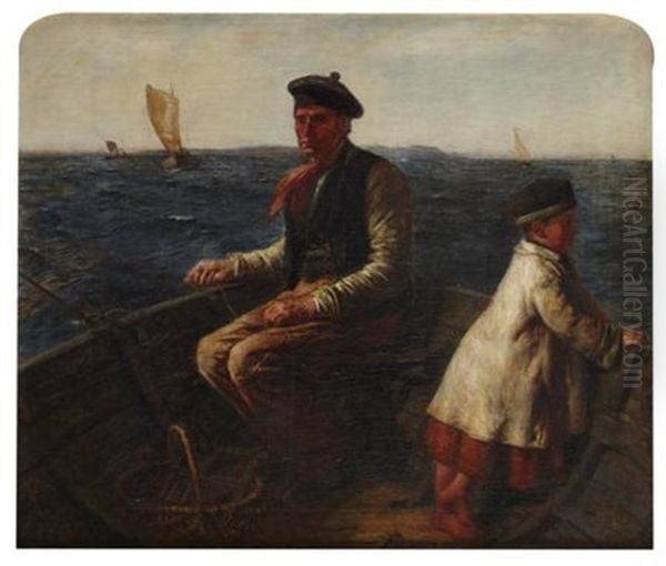 Mackerel Fishing At Sunset Oil Painting by Hugh Cameron