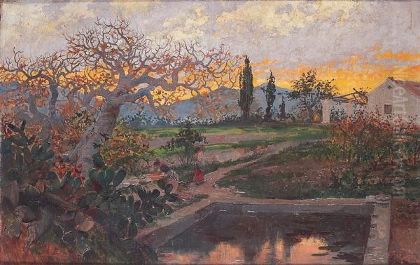 Alrededores De Malaga Oil Painting by Cesar Alvarez Dumont