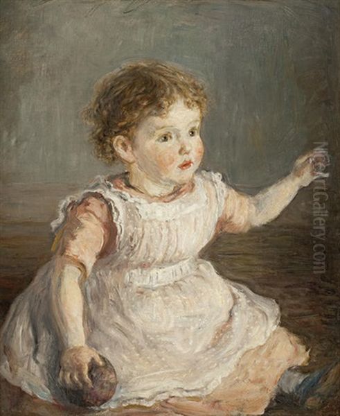 Girl In A Pink Dress (study) Oil Painting by Hugh Cameron