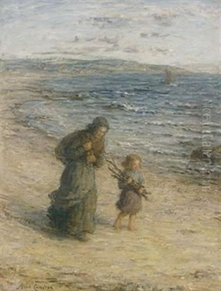 Gathering Driftwood Oil Painting by Hugh Cameron