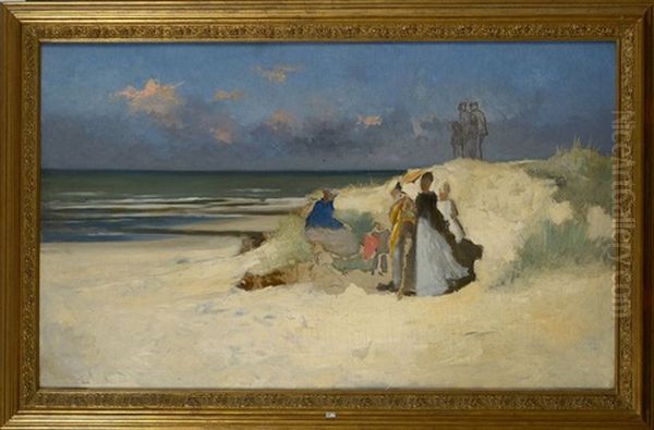 Scene De Plage Animee Oil Painting by Van Camp Camille